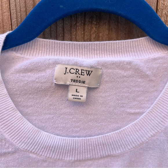 J. Crew White Sweater with Black Stripes and Red Heart Accents - Picture 2 of 7